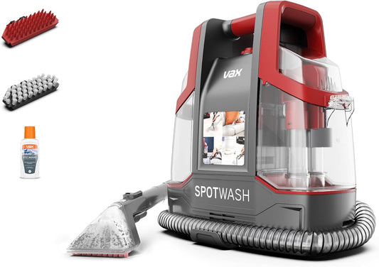 VAX SpotWash Spot Cleaner, For Stains, Spills & Pet Messes, Suitable for Car, Sofa, Upholstery, Carpet, Stairs. Compact, Powerful & Handheld cleaning machine with 250ml Vax Solution, CDCW-CSXS