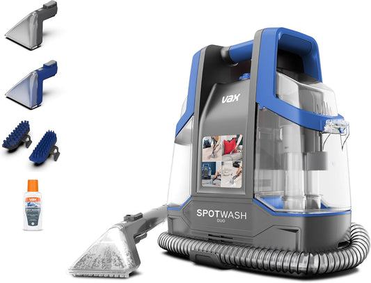 VAX SpotWash Duo Spot Cleaner, For Stains, Spills & Pet Messes, Suitable for Car, Sofa, Upholstery, Compact, Handheld Cleaning Machine Includes Pet Tool & Vax 250ml Solution, CDCW-CSXA.